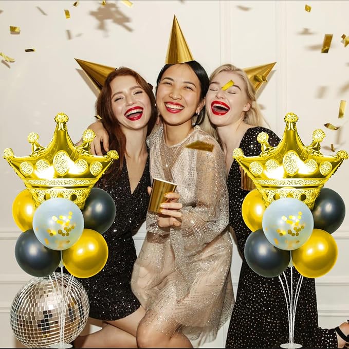 Black and Gold Party Decorations, Crown Balloon Stand Kit - Image 3