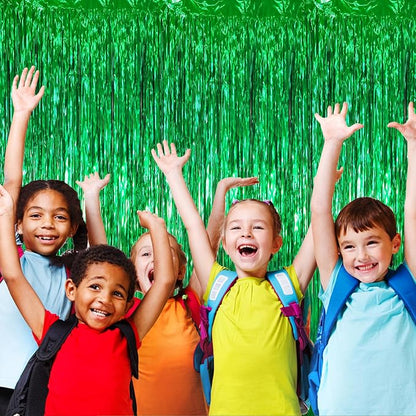Voircoloria Green Foil Fringe Backdrop Curtains, 3.3 x 6.6 ft, Birthday Party - Image 6