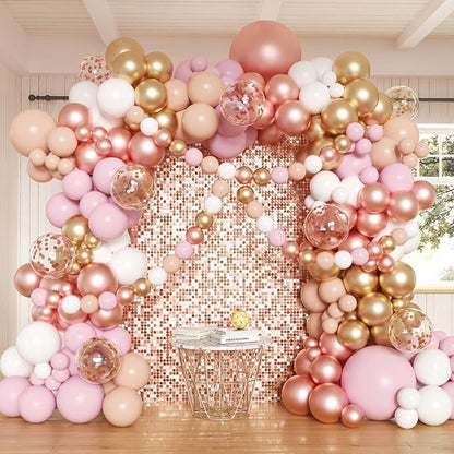 Rose Gold and White Balloons Garland Arch Kit by Anhiy
