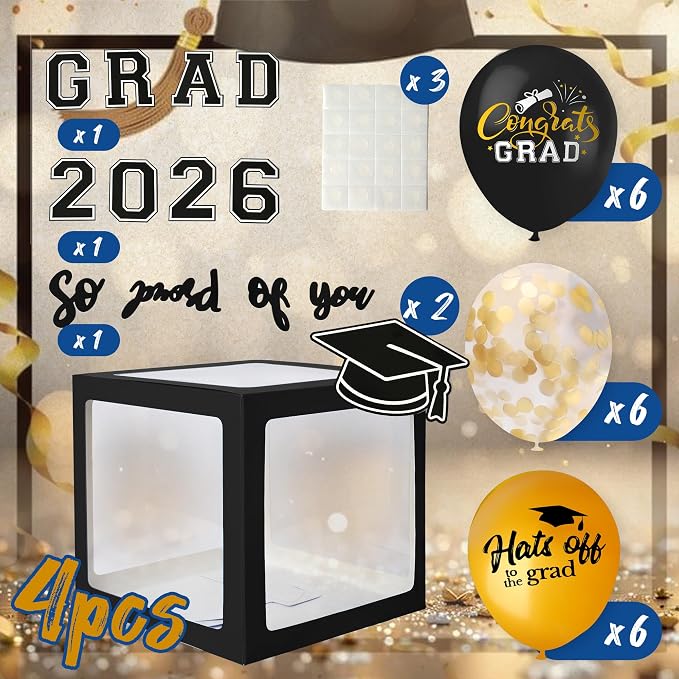 2026 Graduation Decorations 4 Grad Balloon Boxes - Image 2