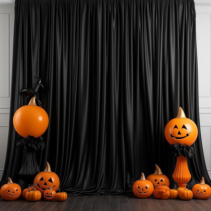 Black Backdrop Curtain for Parties Backdrop Drapes, 4 Panel 5x8FT - Image 5