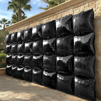NISOCY 36PCS Metallic Black Square Foil Balloons Wall Backdrop | Double Sided - Image 5