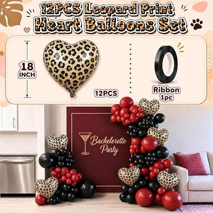 Leopard Print Heart Balloons, Animal Print Heart Shaped Helium Balloon - Image 2
