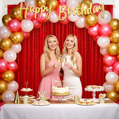 Party Backdrop Curtains 2 Pcs 5FTx10FT Red Sequin Backdrop Sparkly Glitter - Image 4