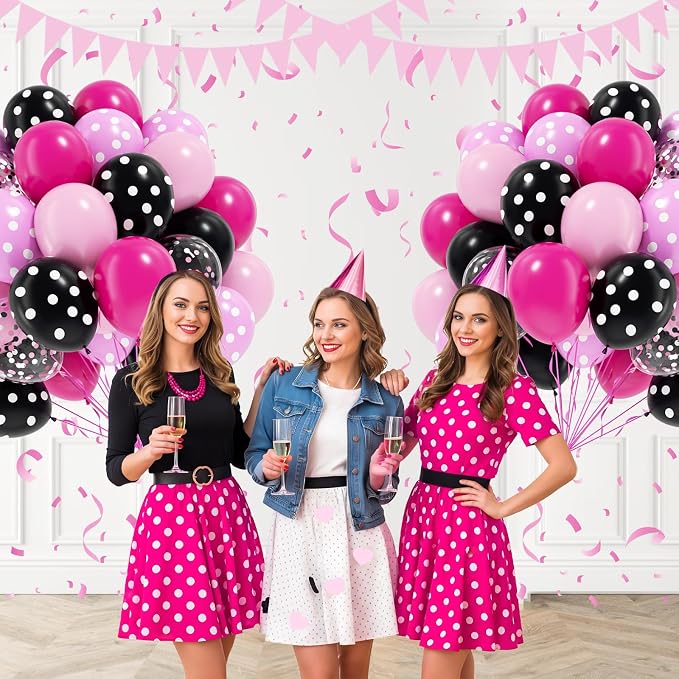 60pcs Pink and Black Balloons 12inch - Image 6