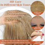 Ombre Blonde Synthetic Lace Front Wigs Pre Plucked 26 Inch Long Wavy 100% Futura Premium 13x4 HD Lace Wigs For Black Women Ready to Wear Beginner Friendly Daily Party Use