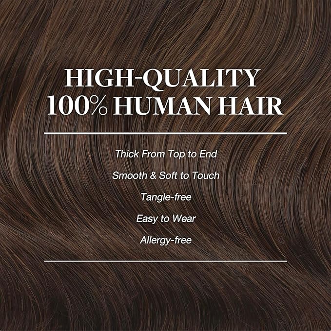 GOO GOO Clip in Hair Extensions Real Human Hair, Remy Human Hair Extensions Clip ins for Women, Natural Human Hair, 20inch 200g 7Pcs, #4A Chocolate Brown