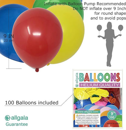 Allgala 100 Count 9 Inch Helium Grade Premium Latex Balloons - Image 2
