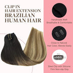 GOO GOO Clip in Hair Extensions Real Human Hair, Remy Human Hair Extensions Clip ins for Women, Natural Human Hair, 20inch 120g 7Pcs, 2/6/18 Balayage Brown to Dirty Blonde