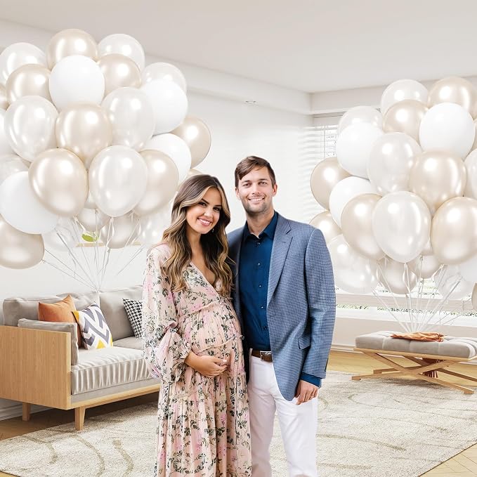 60pcs Double Stuffed Pearl Balloons 12inch, Pearl White Balloons - Image 6