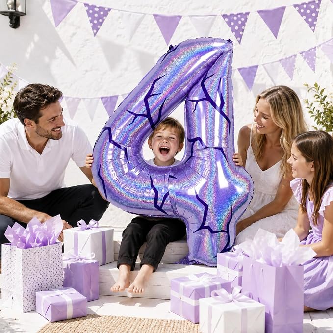 40 Inch Purple Kpop Number 4 Balloon - Image 6