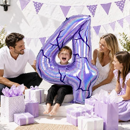 40 Inch Purple Kpop Number 4 Balloon - Image 6