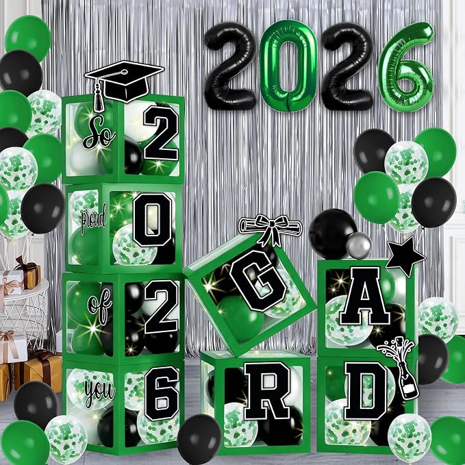 2026 Graduation Balloon Boxes Decorations – Clear Balloon Box Stack - Image 3