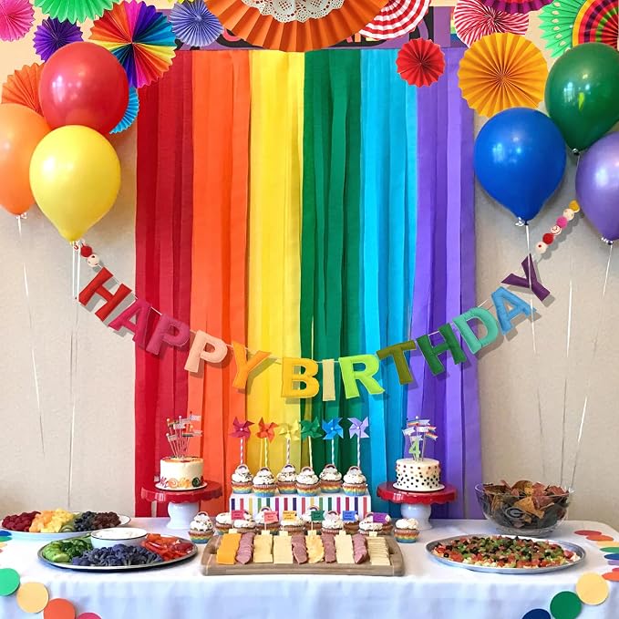 Pre-Strung 3D Felt Happy Birthday Banner, Rainbow Birthday Decoration | Reusable - Image 5