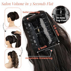 Claw Wavy Ponytail Extension 18 Inch for Women Curly Pony Tail Clip in Hair Extensions Shoulder Length Fluffy Natural Looking Synthetic Hairpiece for Daily Use (Black Brown)