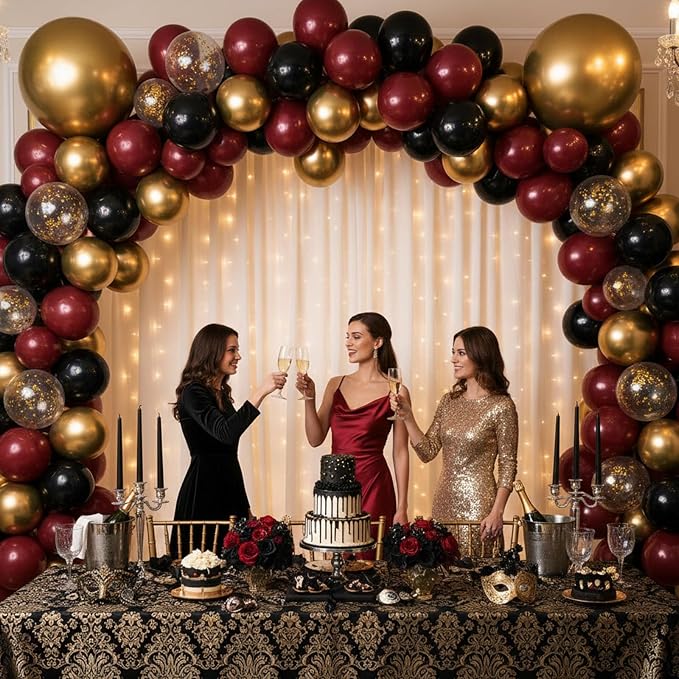 LOVESTOWN 110 PCS Burgundy Balloons, 12 Inch Bright Burgundy Latex Balloons | - Image 2