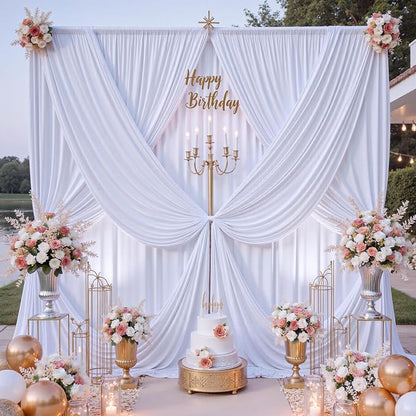 10 ft x 10 ft Wrinkle Free White Backdrop Curtains - Image 7