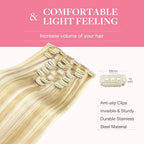 GOO GOO Clip in Hair Extensions Real Human Hair, Remy Human Hair Extensions Clip ins for Women, Natural Human Hair, 16inch 150g 9Pcs, 18D/22F Dirty Blonde Highlights