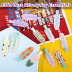 Magicsky 12PCS No Bend Hair Clips, Hawaiian Acrylic Flat Styling No Crease Pins, Bang Seamless Duckbill, Barrettes for Makeup, Cute Beach Hairstyle Tool for Women Girls, Colorful Fruit