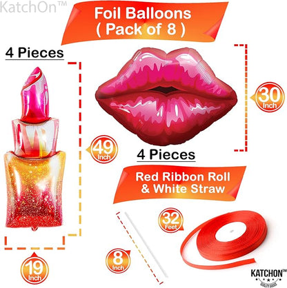 KatchOn Pink Lip Balloons and Lipstick Balloons Set – 49 Inch, Happy Birthday - Image 2