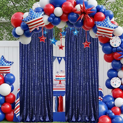 Blue Sequin Backdrop Curtains 2Panel 2x8ft - Image 2