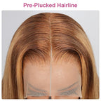 210% Density 13x6 Highlight Ombre Full Lace Frontal Wigs Human Hair 12A Body Wave Brazilian Human Hair Pre Plucked 4/27 Honey Blonde HD Glueless Transparent Lace with Baby Hair 24 Inch
