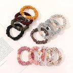 Silk Hair Ties Satin Scrunchies - Small Mini Scrunchy for Women Thick Hair Accessories Cute Soft No Slip Hair Elastics Ponytail Holder for Curly Hair No Damage Hairties Gift for Girl