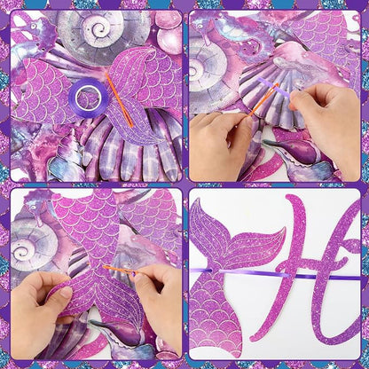 Mermaid Happy Birthday Banner Mermaid Party Decorations Under the Sea Party - Image 2