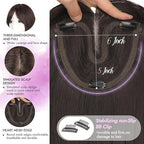 Hair Topper for Women Clip in Bangs – 18 Inch Medium Length Straight 360° Full Coverage Dark Brown,Synthetic Natural Looking Piece for Thinning Hair