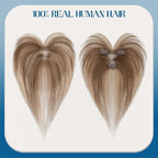 Hair Topper Human Hair Curtain Air Bangs Topper for Women, T-part Lace Base Real Human Hair Topper Hair Piece for Daily Wear(Air Bangs,Medium Brown & Dark Blonde)