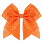 Large Glitter Cheer Bows Clips, Jumbo Big 7 Inch Cheerleading Sequin Hair Bow Hair Accessories for Teens Girls Football Sports Cheerleader Outfit Uniform (Orange)