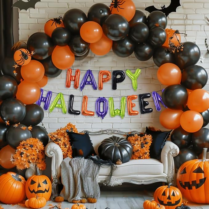 TONIFUL 16 Inch Happy Halloween Balloons Banner, Sign Decorations, Colorful - Image 3
