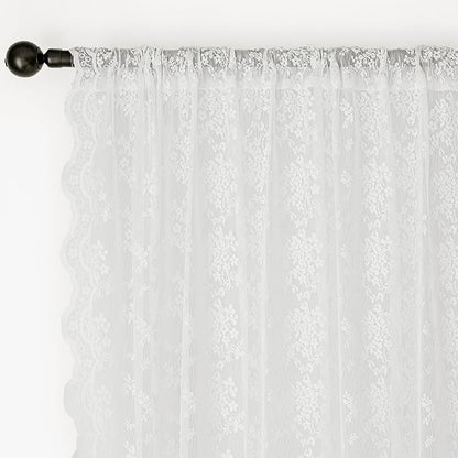 Anmao Vintage Lace Curtains 63 Inches Long 2 Panels Set, Romantic Elegant Light - Image 6