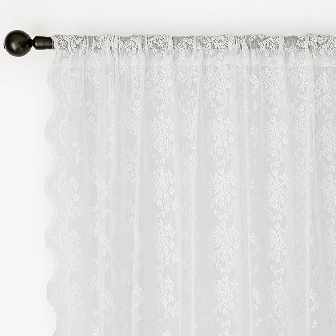 Anmao Vintage Lace Kitchen Curtains 36 Inches Long 2 Panels, Romantic Semi - Image 6