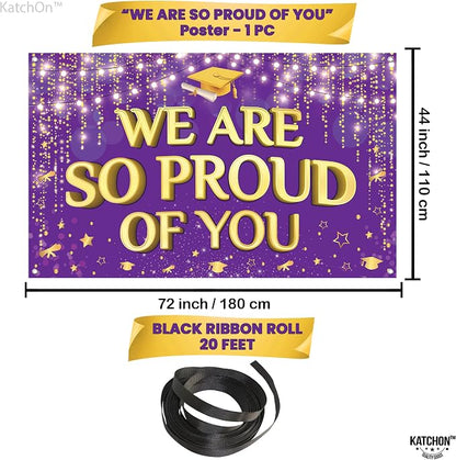 KatchOn We are So Proud of You Banner 72x44 Inch | Graduation Backdrop Purple - Image 4