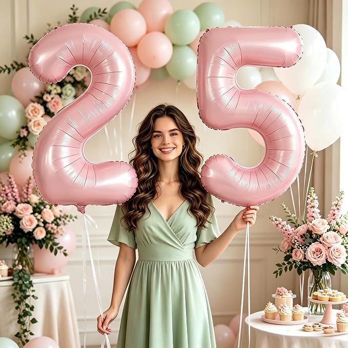 TONIFUL 40 Inch Pastel Pink Number 5 Balloons Large Foil 5th Birthday Decor | - Image 5