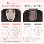 Hairro Human Hair Toppers with Wispy Bangs, 3.5x4.7" Hand-wovened Base for Women with Thinning Hair, Lightweight & Breathable Realistic Scalp, Clip-in Hairpieces for Easy Wear, 14 Inch Natural Black