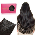 WENNALIFE Seamless Clip In Hair Extensions Human Hair, 24 Inch 160g 7pcs Dark Brown Hair Extensions Clip in Human Hair Invisible PU Skin Weft Natural Remy Human Hair Extensions