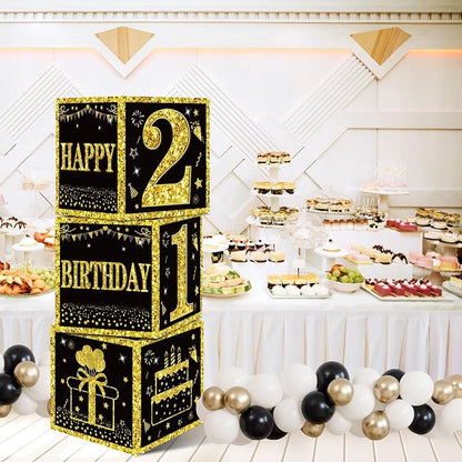 Eiurteao 3pcs Black Gold 21st Birthday Decorations Boxes - Image 5