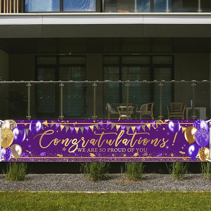 Graduation Decoration Banner Purple and Gold Graduation 2026 Banner Sign Gold - Image 8