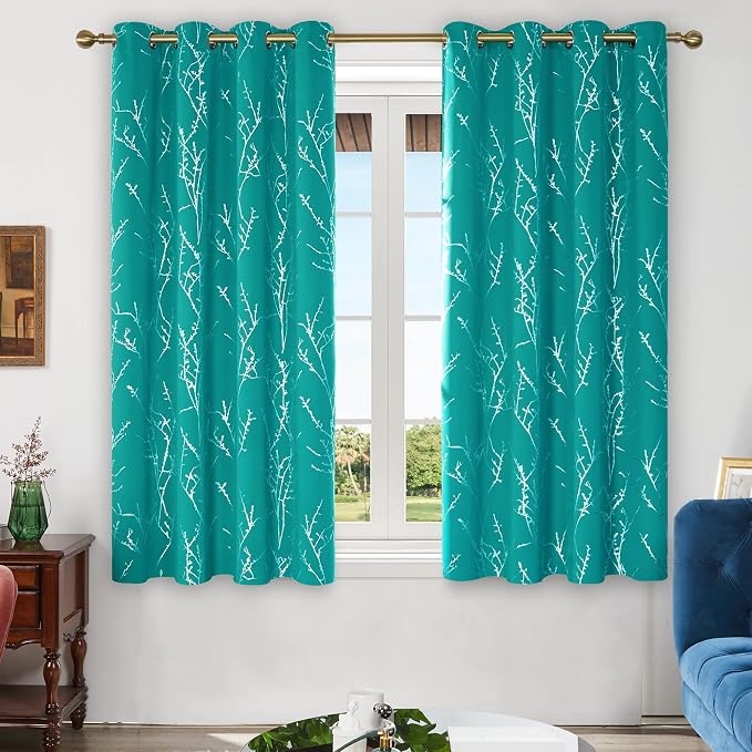 Deconovo Blackout Curtains, Turquoise Thermal Grommet Drapes, Noise Reducing - Image 2