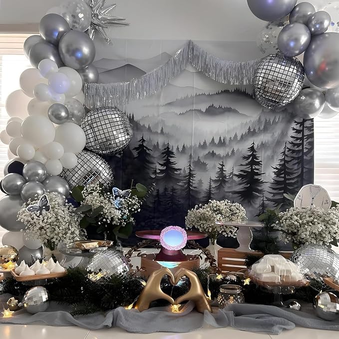 12Pcs Disco Ball Balloons, Metallic Silver Disco Balloon - Image 5
