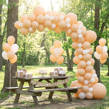 RUBFAC 135pcs Nude Balloons, Latex Boho Beige Apricot Balloon Different Sizes - Image 6