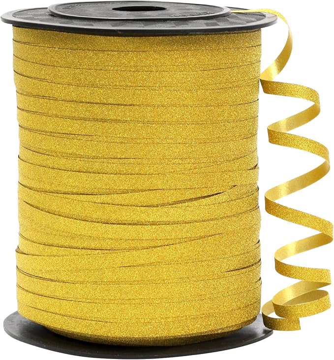 Gold Glitter Curling Ribbon, Kaluofan 1/5" Wide x 500Yd Ribbons by Kaluofan