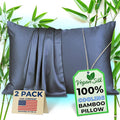 Pillow Cases - 100% Viscose Derived from Bamboo - Cooling Pillowcase - King Size, Navy Gray, Set of 2 Zippered - for Hot Sleepers - Soft Pillow Covers - by Vegan Silk