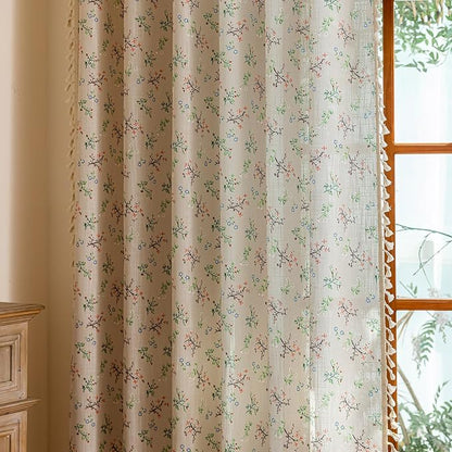 ENJOYBRIDAL Floral Farmhouse Curtains Closet Semi Sheer Living Room Drapes 63 - Image 7
