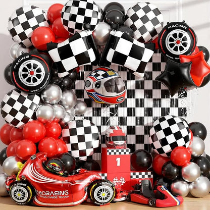 Race Car Balloons 10 pcs Tire Wheel Balloons Chequered Flag Balloons Helmet - Image 7
