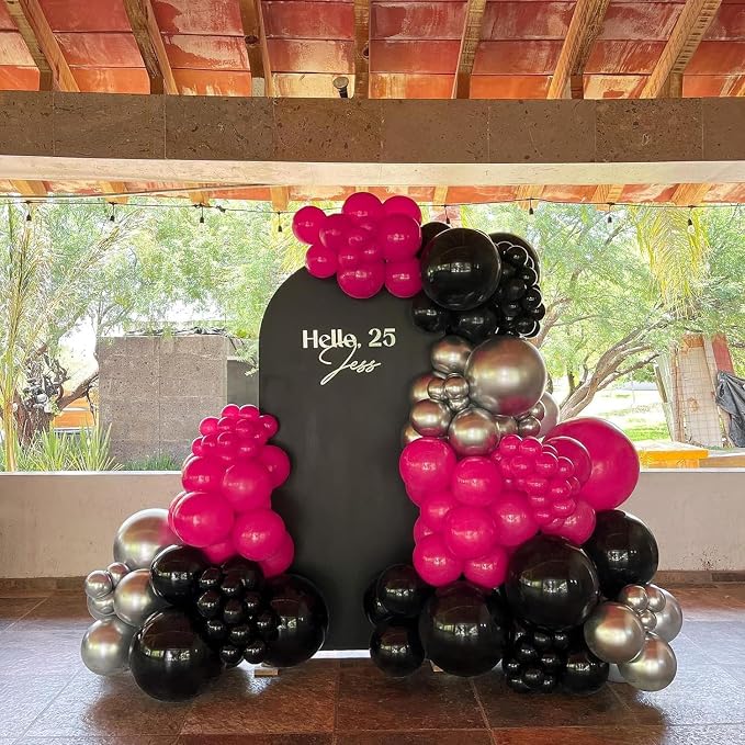 BAUANOOY 100pcs Hot Pink Balloons 12 inch, Bright Pink Latex Balloons - Image 6