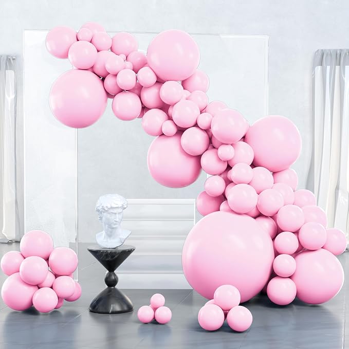 PartyWoo Baby Pink Balloons 127pcs Pastel Pale Light Pink Color | 36 18 12 10 5 by PartyWoo