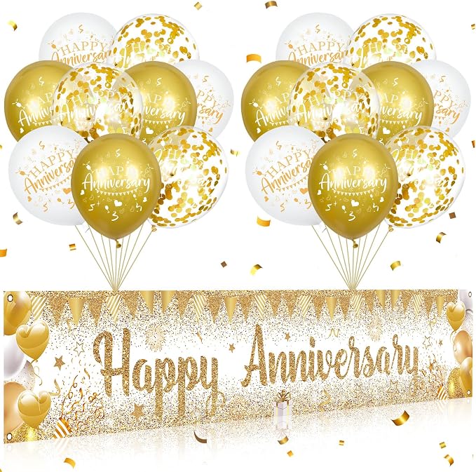 Happy Anniversary Decorations Banner by Wayyogh